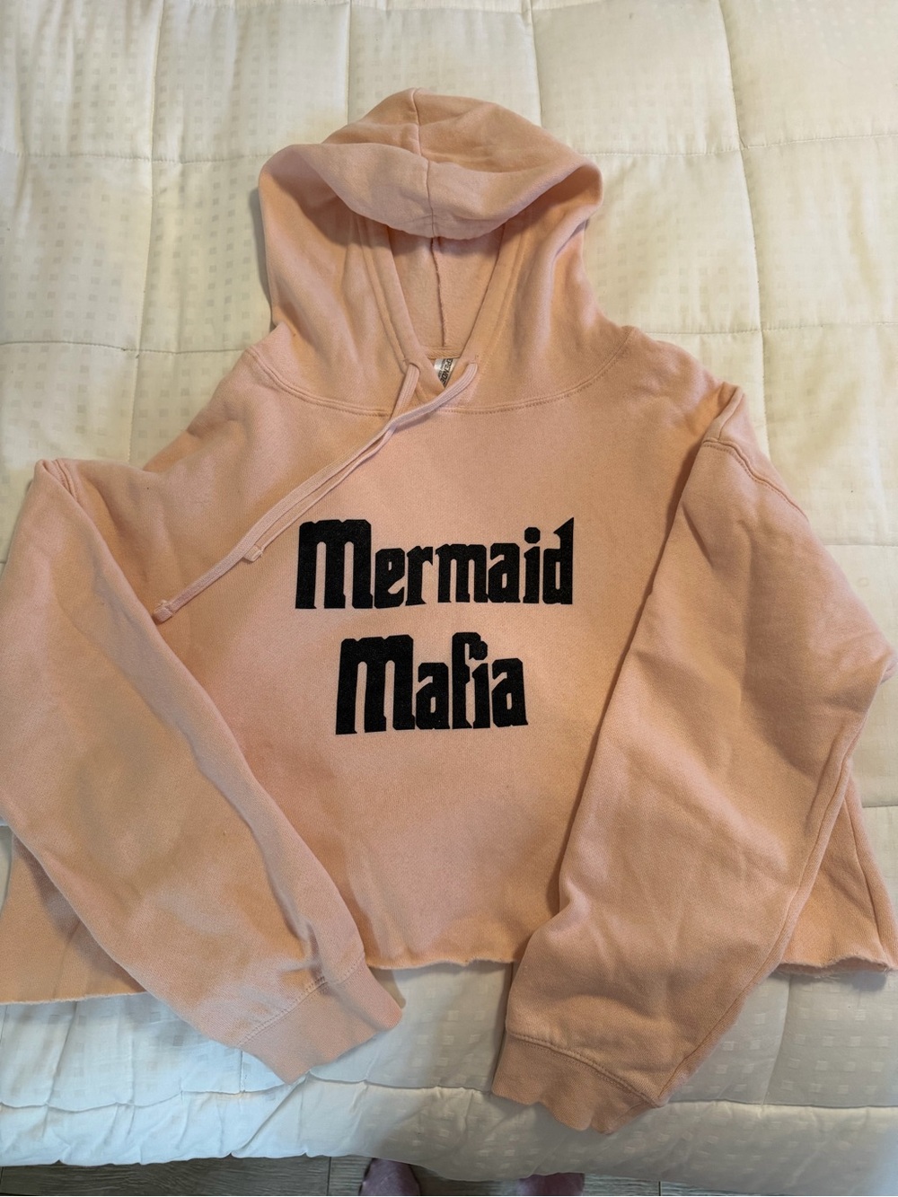 Mermaid Mafia Cropped Hoodie - Soft Pink